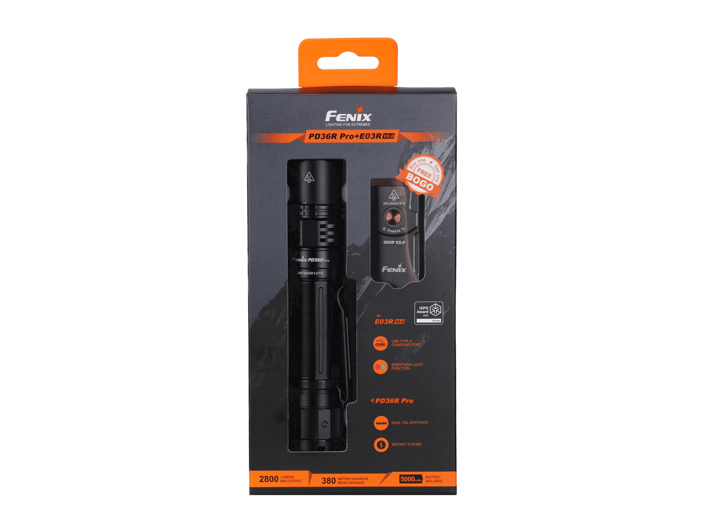 Linterna Táctica Recargable Fenix PD36R Pro — 2800 Lúmenes, Haz de 380 Metros