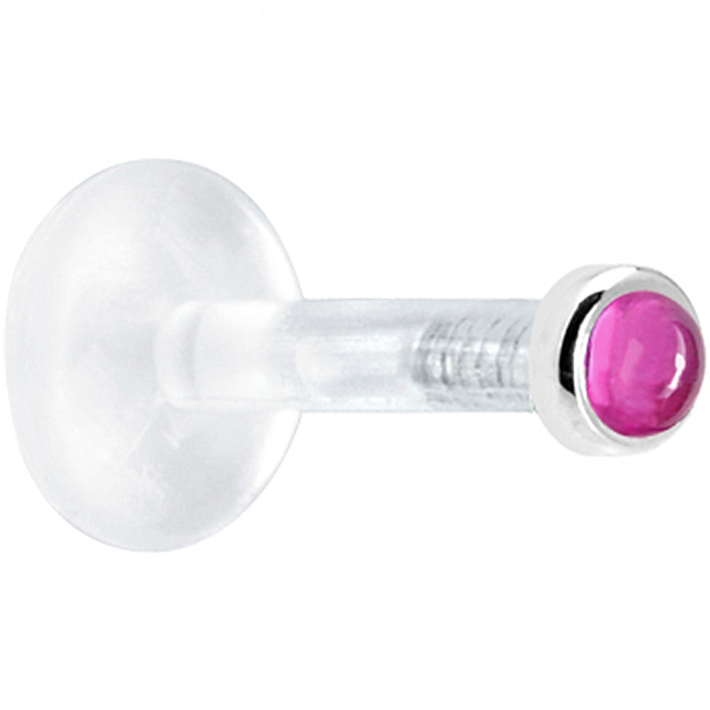 Solid 14K White Gold 2mm Genuine Pink Tourmaline Bioplast Push in Monroe