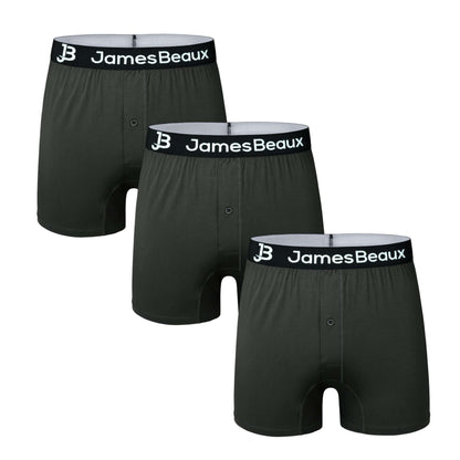 3-Pack Men's Black 95% Bamboo Boxer Shorts