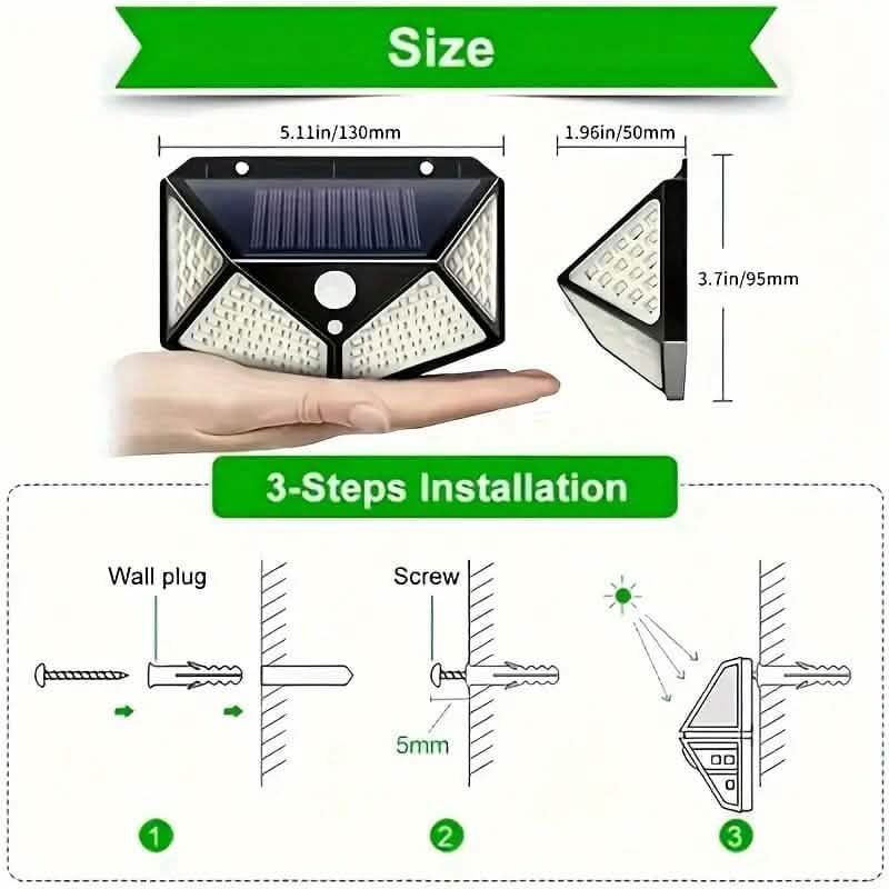 100-LED Solar Rechargeable Outdoor Light