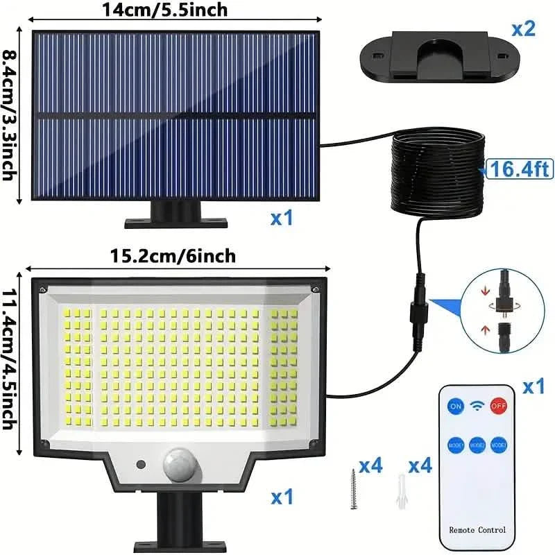 2-Pack: 200-LED/3Modes Upgraded Split Solar Motion Sensor Light Outdoor with Remote