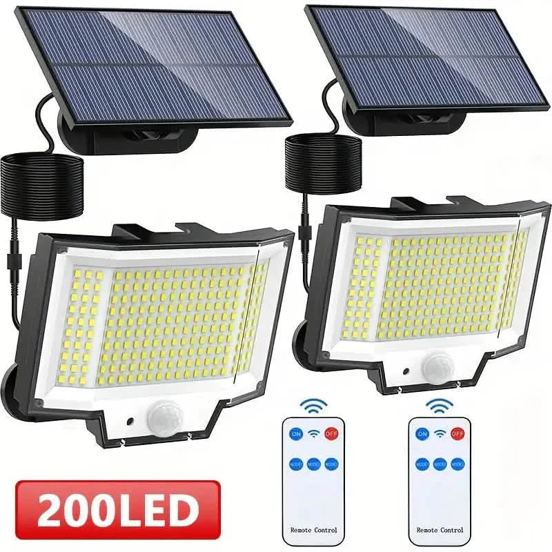 2-Pack: 200-LED/3Modes Upgraded Split Solar Motion Sensor Light Outdoor with Remote