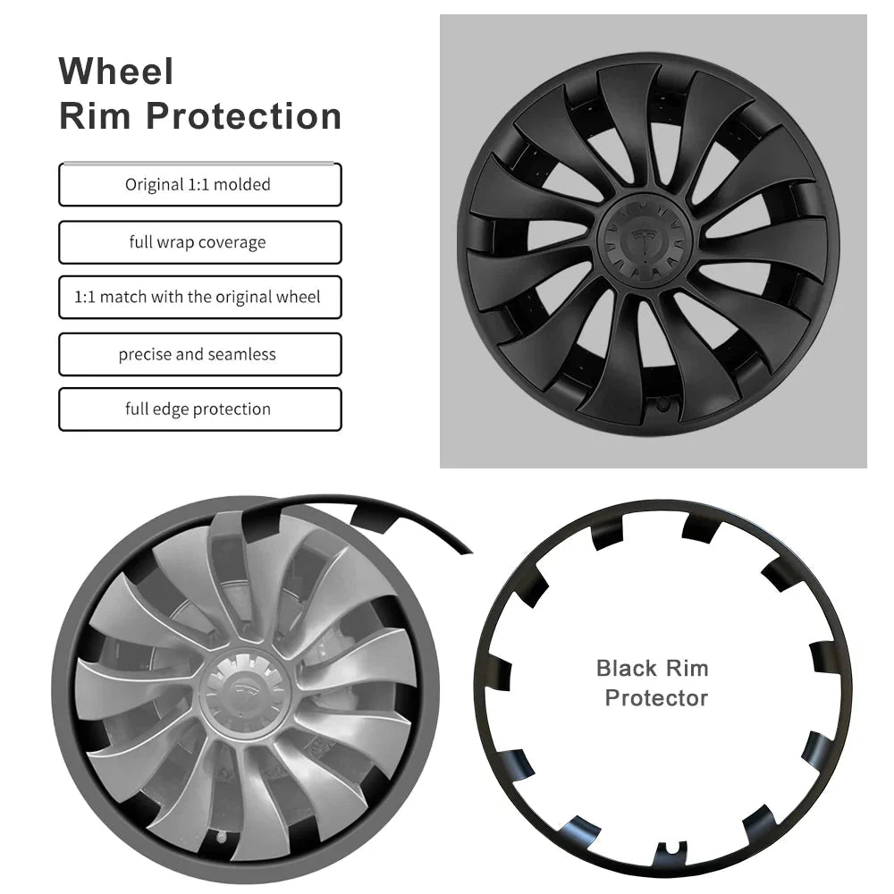 Split Hub Center Cap Covers for Model Y 20"/21" | 4-Piece Set | 5 Colors | Curb Rash Protection