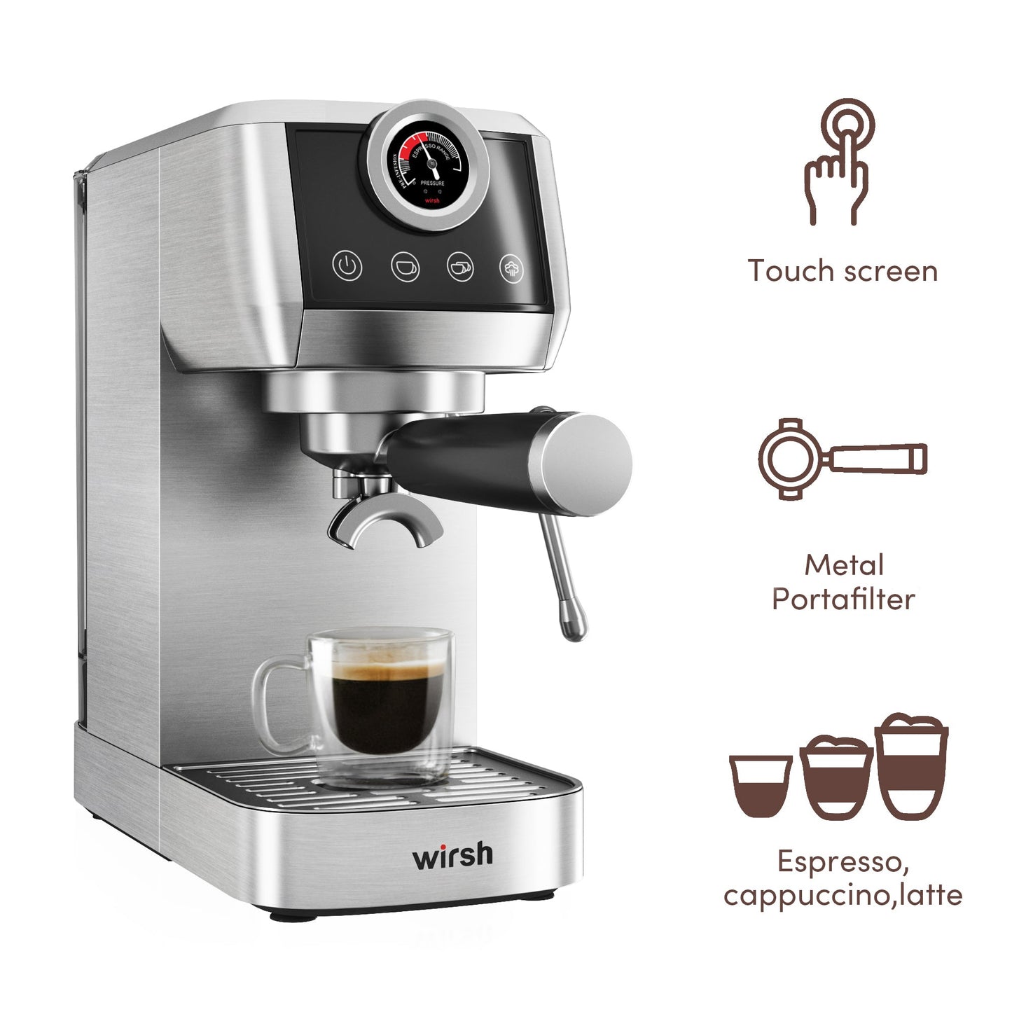 Máquina de espresso Wirsh de 20 bares — Cafetera de espresso profesional para el hogar