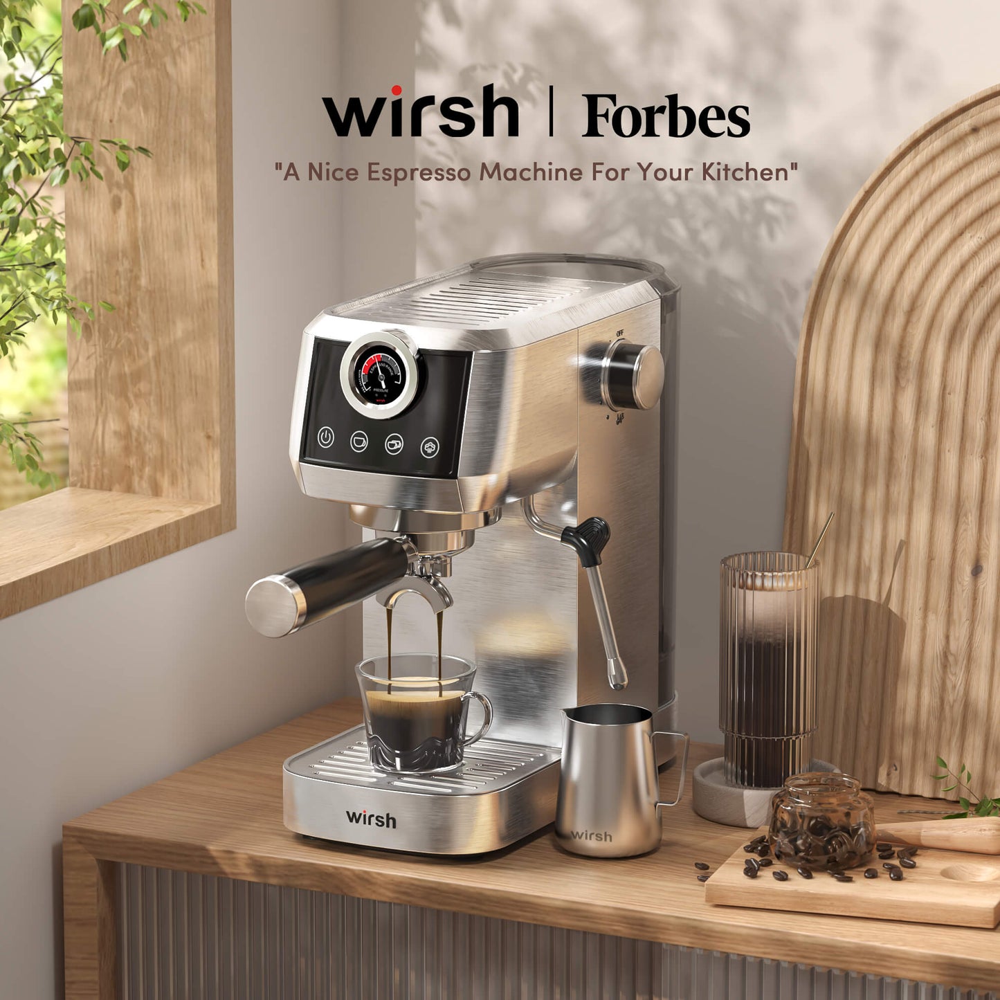 Máquina de espresso Wirsh de 20 bares — Cafetera de espresso profesional para el hogar