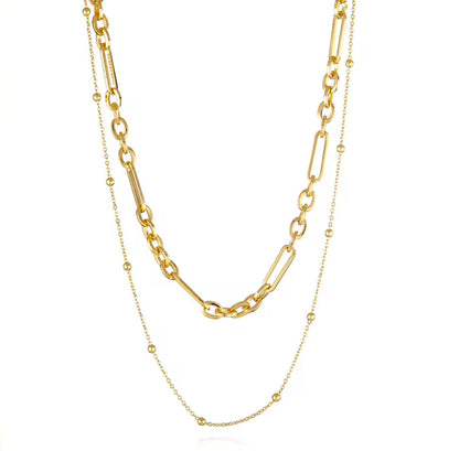Double Layered Necklace - Mixed Link 18k