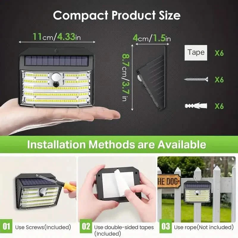 126 LED Solar Outdoor Lights Cold White Motion Sensor 270° Wide Angle Lighting Security Solar Powered Flood Lights