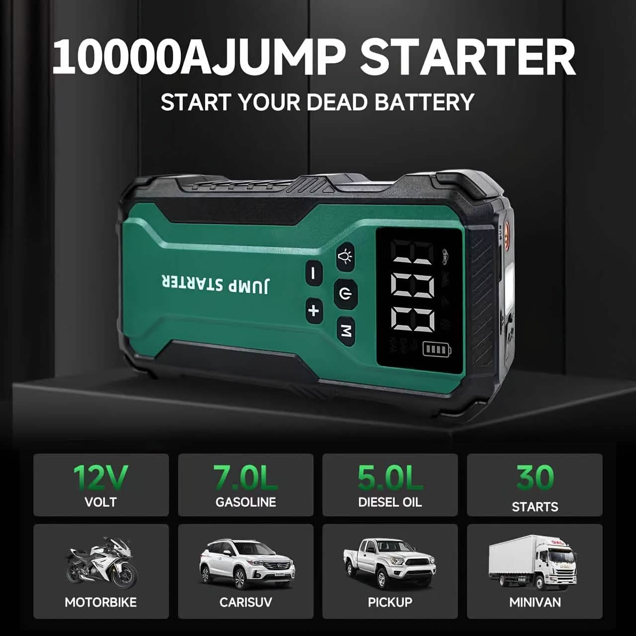 7-in-1 Emergency Car Power Supply Starter & Air Pump