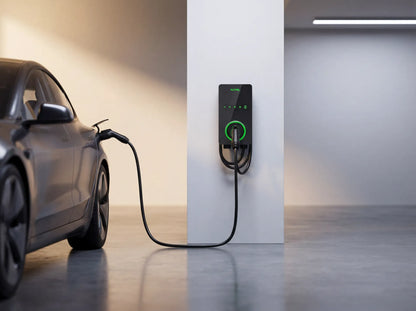AC Lite Home 50A EV Charger in modern garage with EV charging
