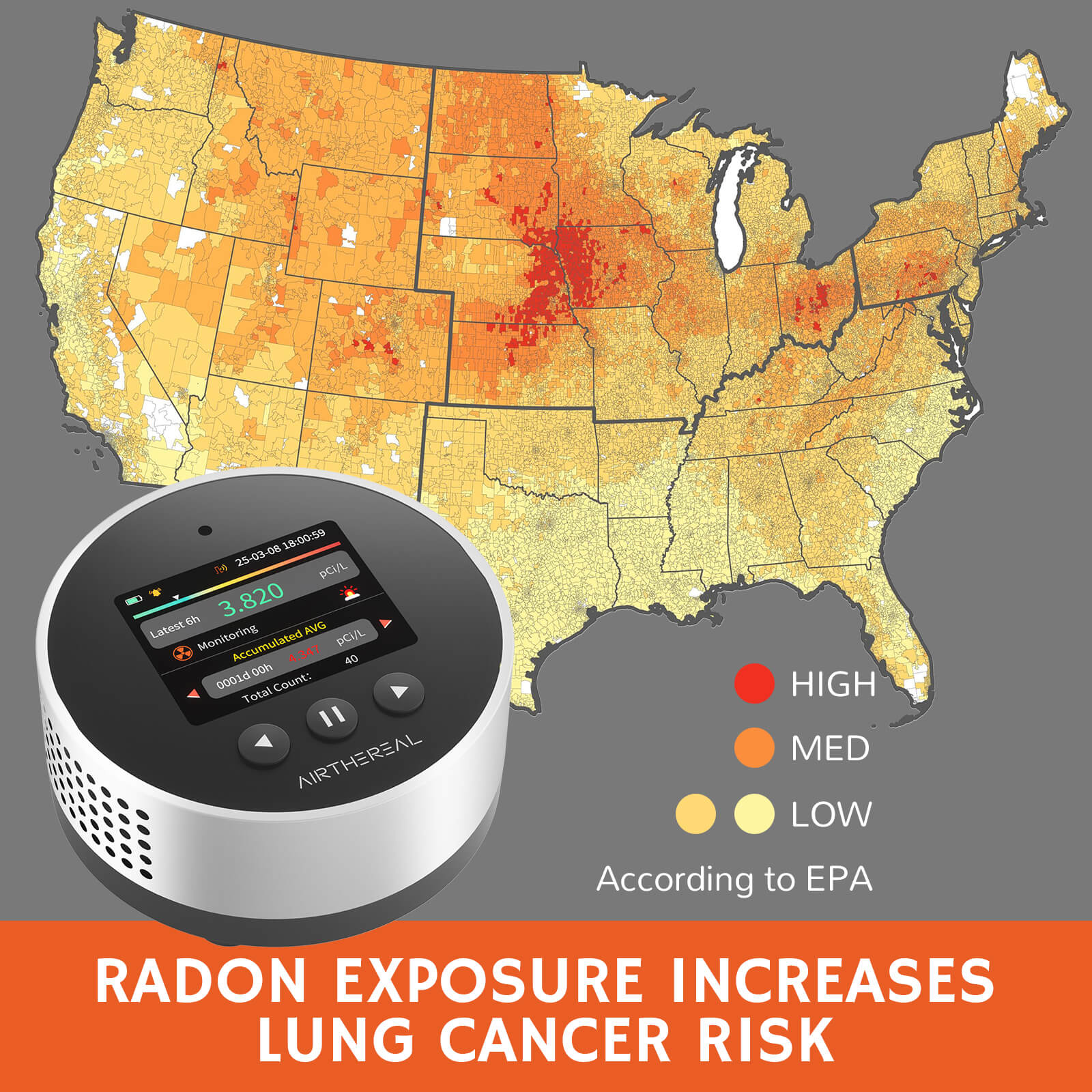 RM-65 Radon Detector for Home Basement