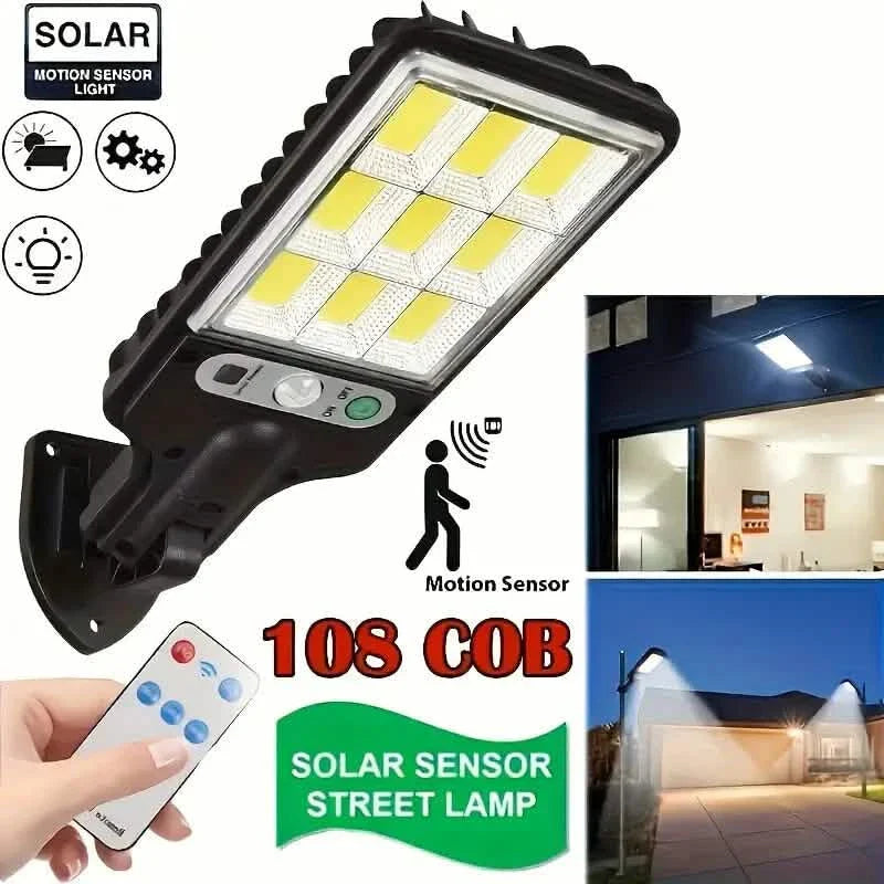 6-Pack: Solar Powered Motion Sensor Outdoor Garden Light with 108 COB LED Lights