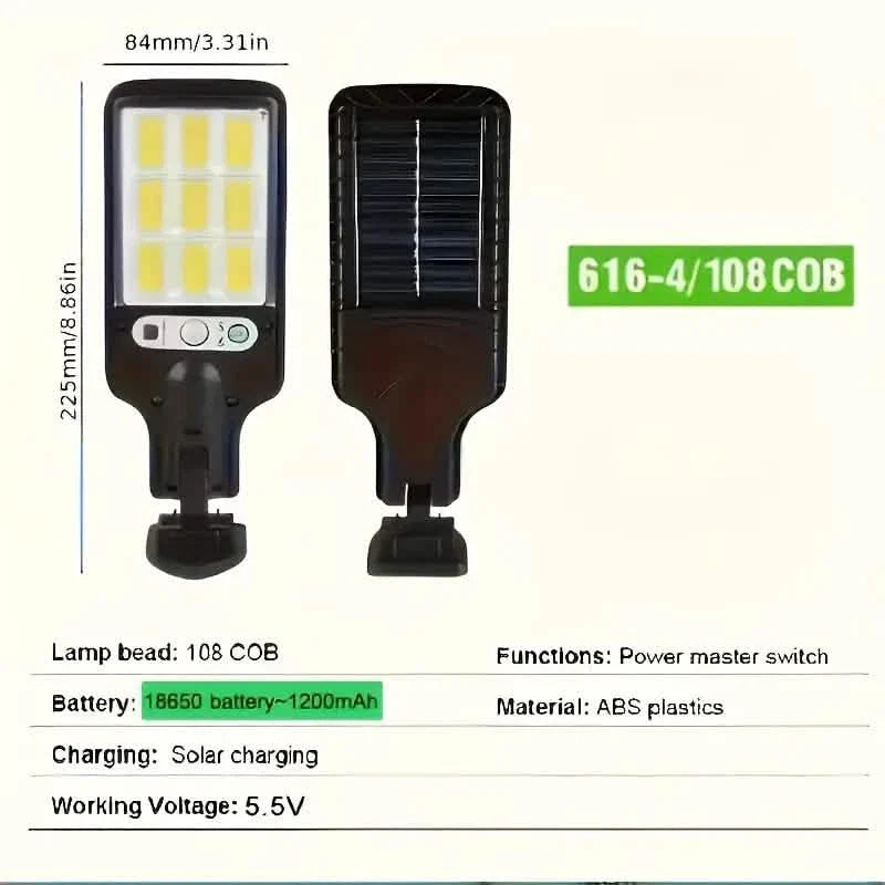 6-Pack: Solar Powered Motion Sensor Outdoor Garden Light with 108 COB LED Lights