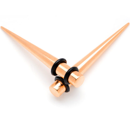 Rose Gold Tone Anodized Straight Taper Set Available in Sizes  14G to 00G