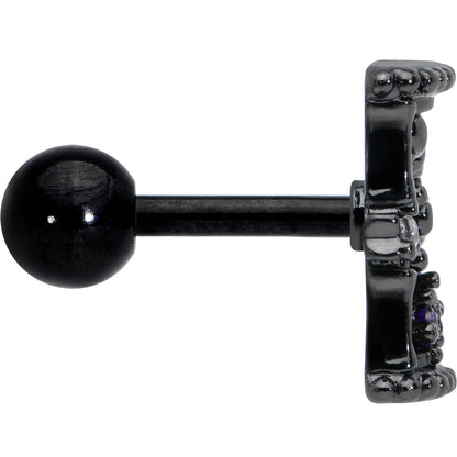 16G 1/4 Purple Gem Black Gothic Hourglass Cartilage Tragus Earring