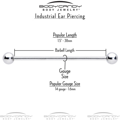 14G Aurora CZ Gem Snowflake Style Industrial Barbell 38mm