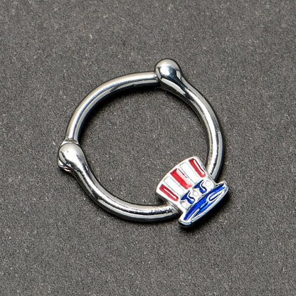 16G 3/8 Patriotic Uncle Sam Top Hat Cartilage Clicker