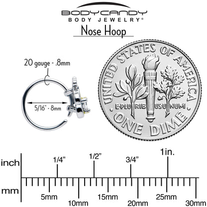 20G 5/16 Clear CZ Gem Butterfly Love Bug Nose Hoop