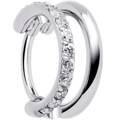 Single Row Micro Gem Implant Grade Titanium Hinged Double Hoop Nose Ring
