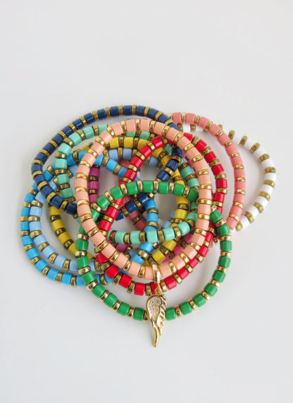 Enamel Stretch Bracelets  - Add Clip Charms