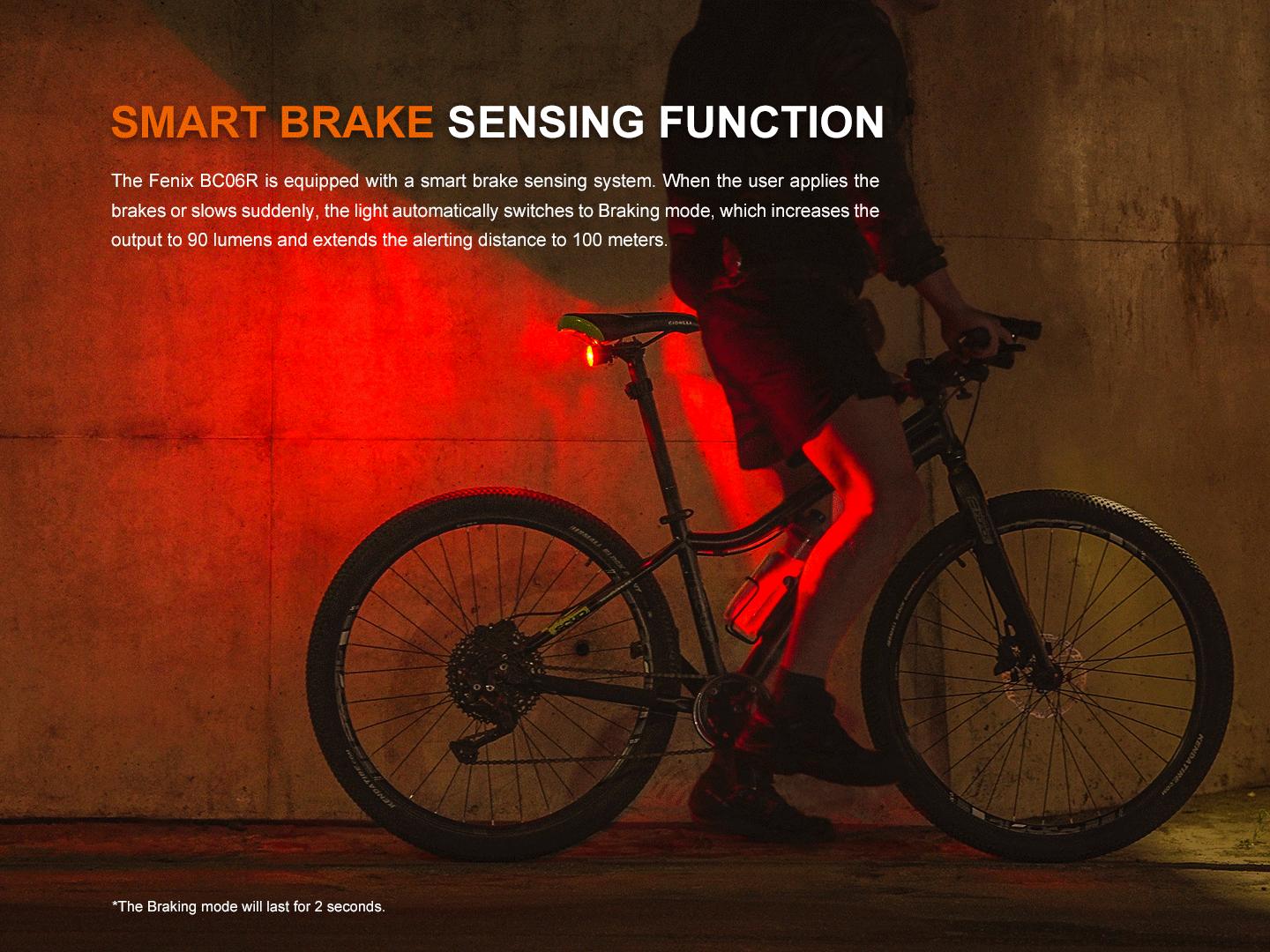 Luz trasera de bicicleta Fenix BC06R Smart-Brake - Detección automática de frenado