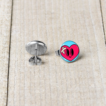 Heartbreak Bandaged Heart Stud Earrings by Onyx O