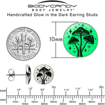 Mystic Mushroom Glow in the Dark Stud Earrings by Onyx O