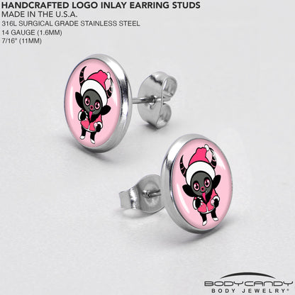 Krampus Cutie Christmas Holiday Stud Earrings by Onyx O