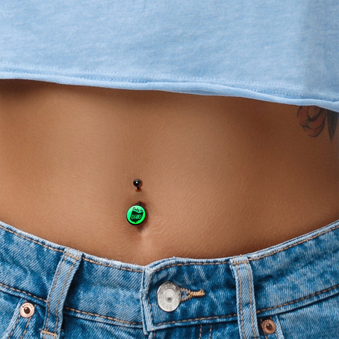 Glow in the Dark Black Only in Ohio Belly Ring by Onyx O