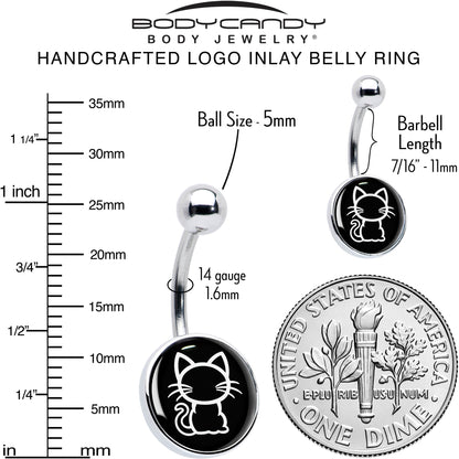 Black and White Kitty Cat Belly Ring by Onyx O