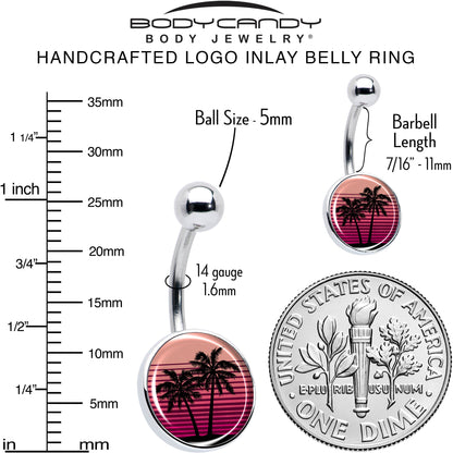 Palm Tree Retro Sunset Belly Ring by Onyx O