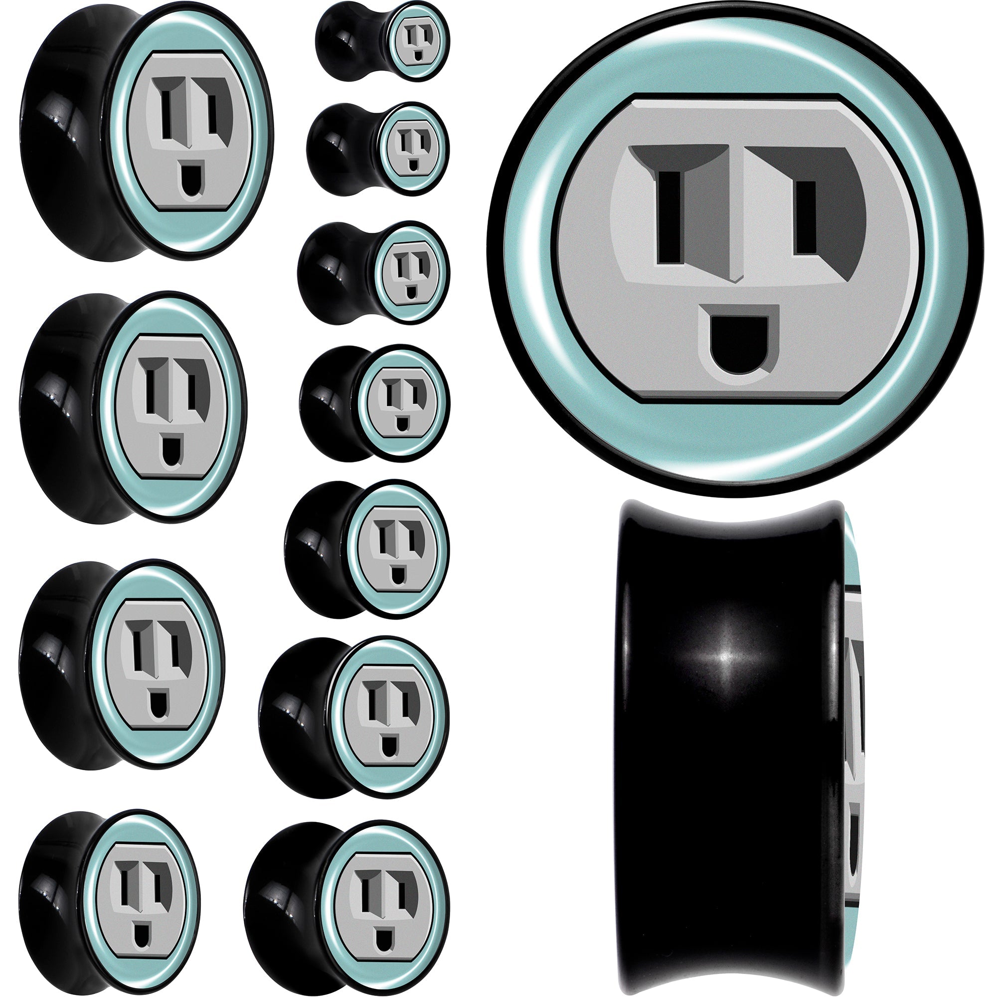 0G Smiling Plug Outlet Black Acrylic Saddle Plug Set by Onyx O