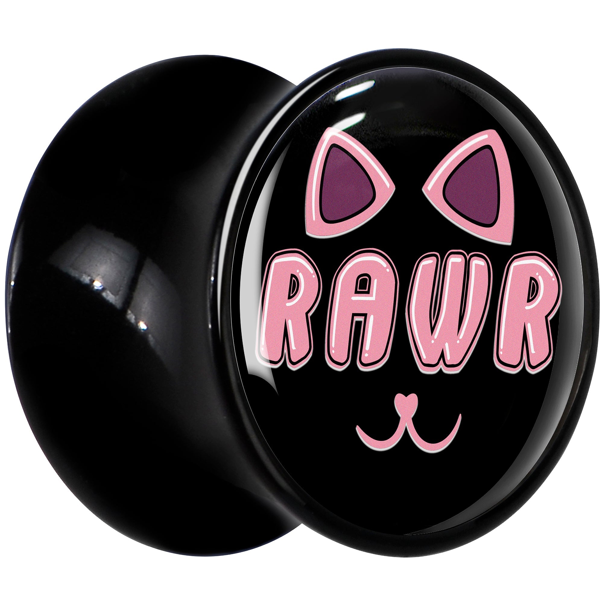 0G RAWR Kitty Cat Black Acrylic Saddle Plug Set by Onyx O