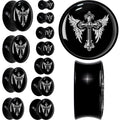 0G Black White Winged Cross Black Acrylic Saddle Plug Set by Onyx O