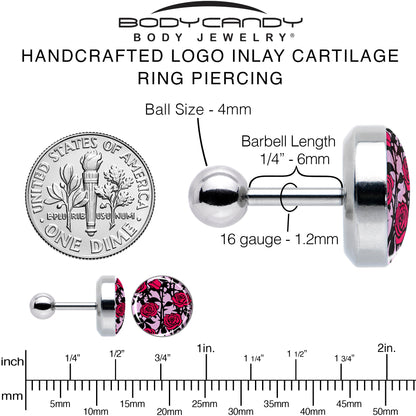 16G 1/4 Blossom Creation Floral Love of Roses Cartilage Earring by Onyx O