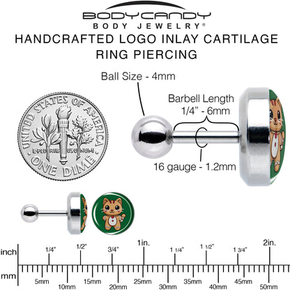 Christmas Holiday Gingerbrread Kitty Cat Tragus Cartilage Earring by Onyx O