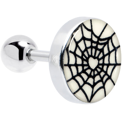 16G 1/4 Glow in the Dark Heart Spider Web Cartilage Tragus Earring