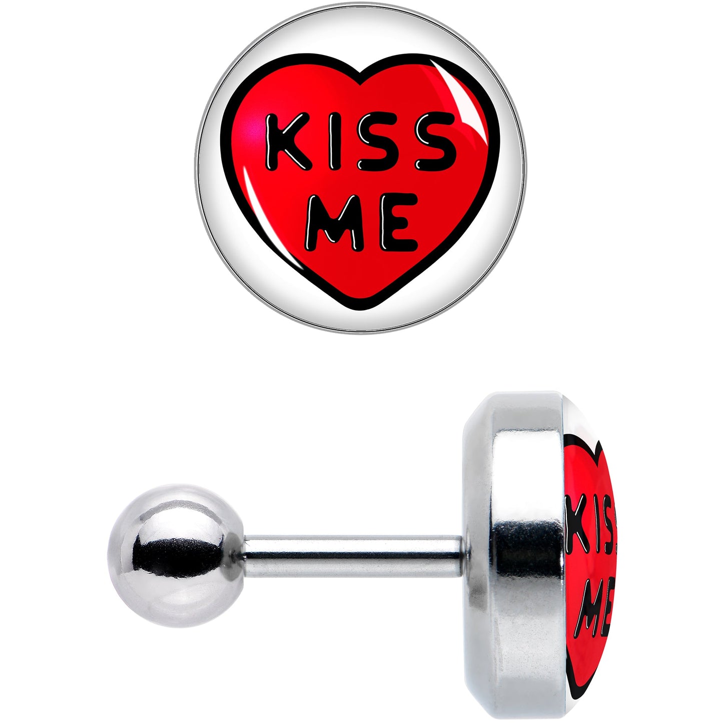 16G 1/4 Kiss Me Candy Heart Cartilage Tragus Earring by Onyx O