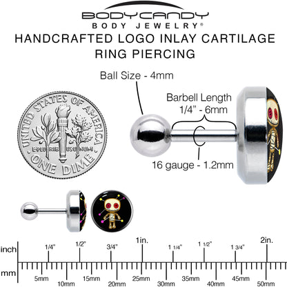 16G 1/4 Voodoo Doll Tragus Cartilage Earring by Onyx O