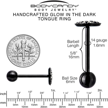 Black Glow in the Dark Holiday Snowflake Tongue Ring by Onyx O
