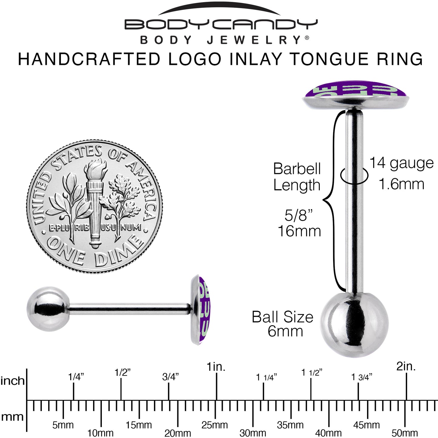 Word DELULU Barbell Tongue Ring by Onyx O