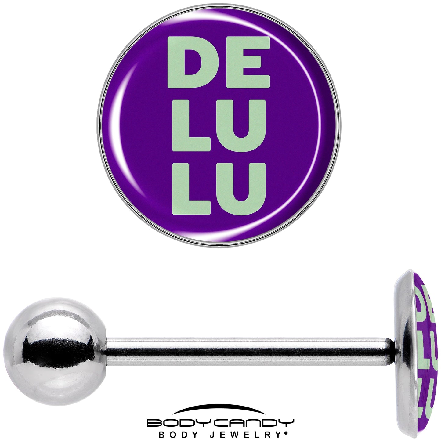 Word DELULU Barbell Tongue Ring by Onyx O
