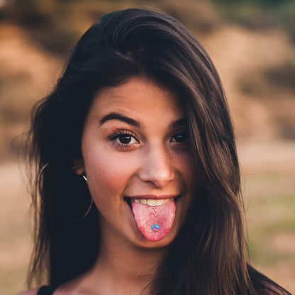 Rainbow Sea Floating Flamingo Barbell Tongue Ring by Onyx O