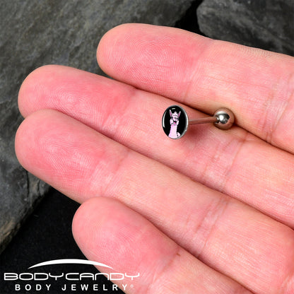 Pink Happy Llama Barbell Tongue Ring by Onyx O
