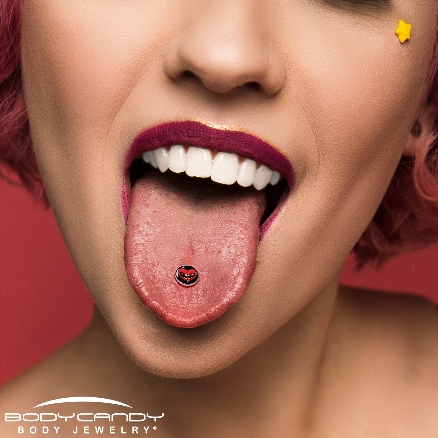 Valentine Heart Vampire Barbell Tongue Ring
