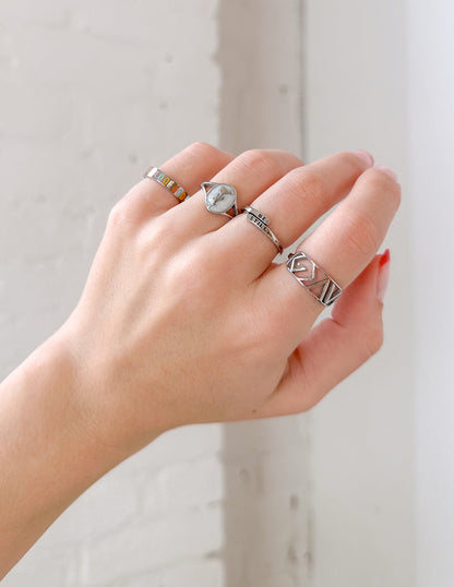 Silver Wildflower Signet Ring