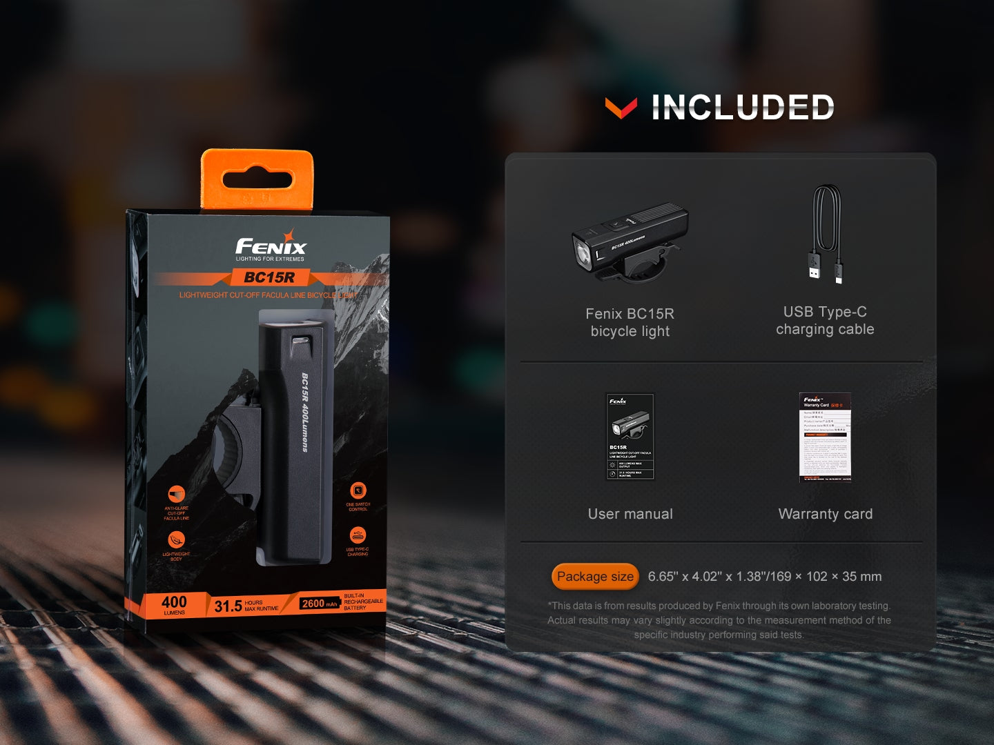 Fenix BC15R Luz Delantera Recargable Ligera para Bicicleta