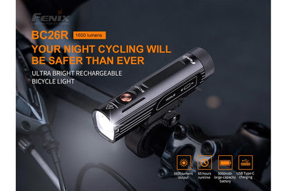 Fenix BC26R LED Bike Light — 1600 Lumens, IP68, 65-Hour Runtime