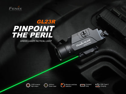 Fenix GL23R Pistol-Mounted Tactical Light with Green Laser — 1200 Lumens