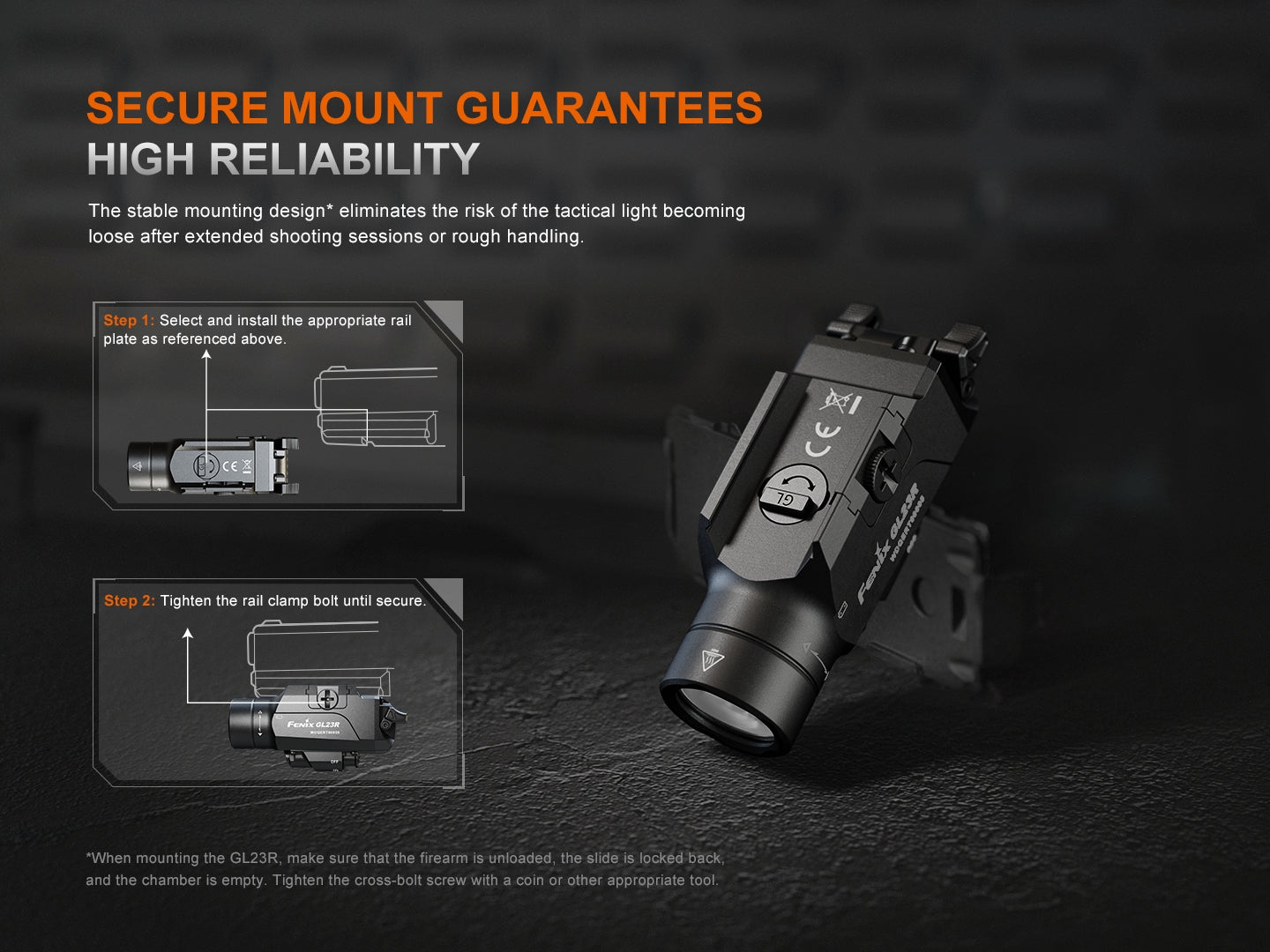 Fenix GL23R Pistol-Mounted Tactical Light with Green Laser — 1200 Lumens
