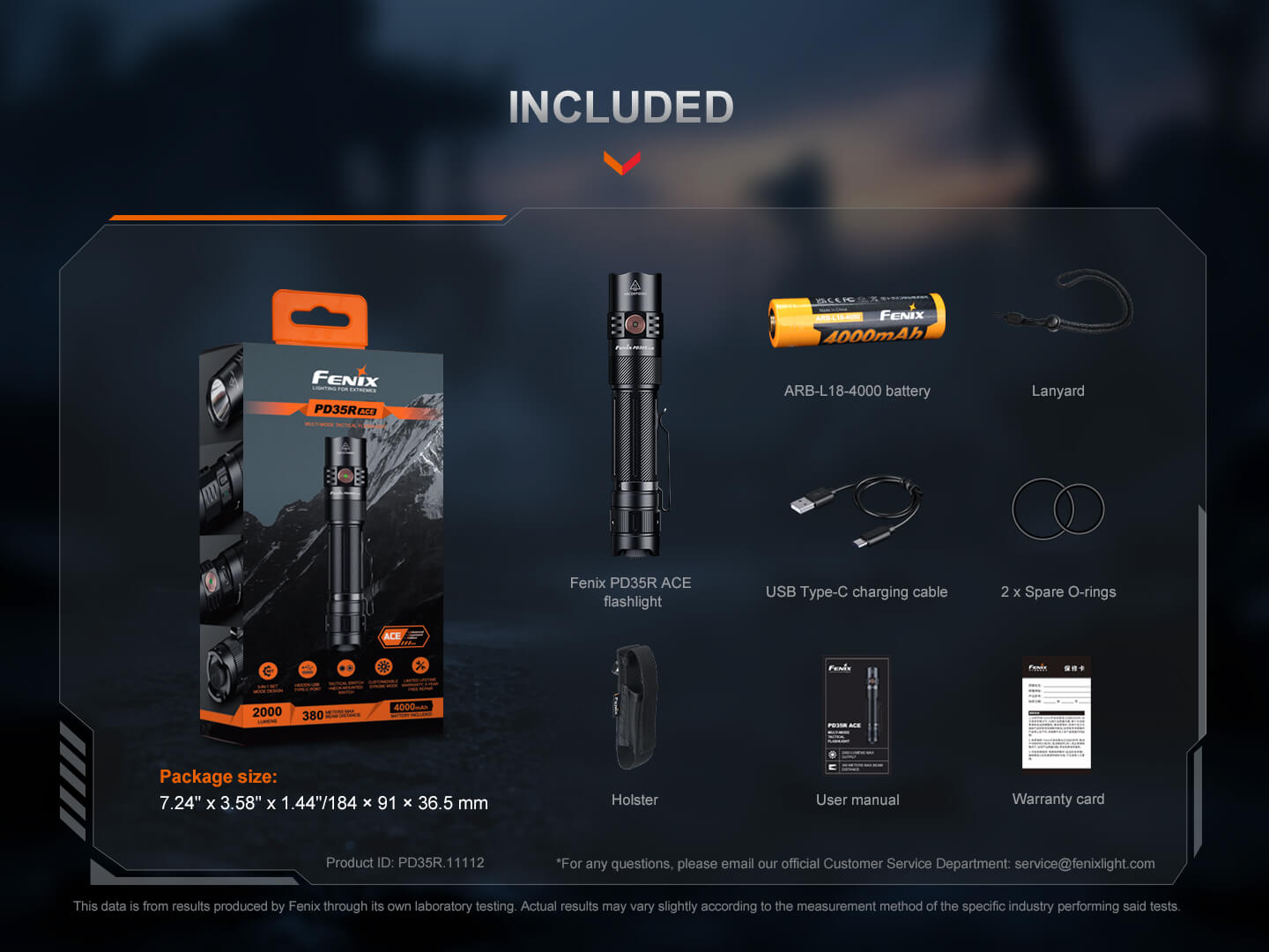 Fenix PD35R ACE Multi-Mode Tactical Flashlight — 2000 Lumens, 1000+ ft Beam